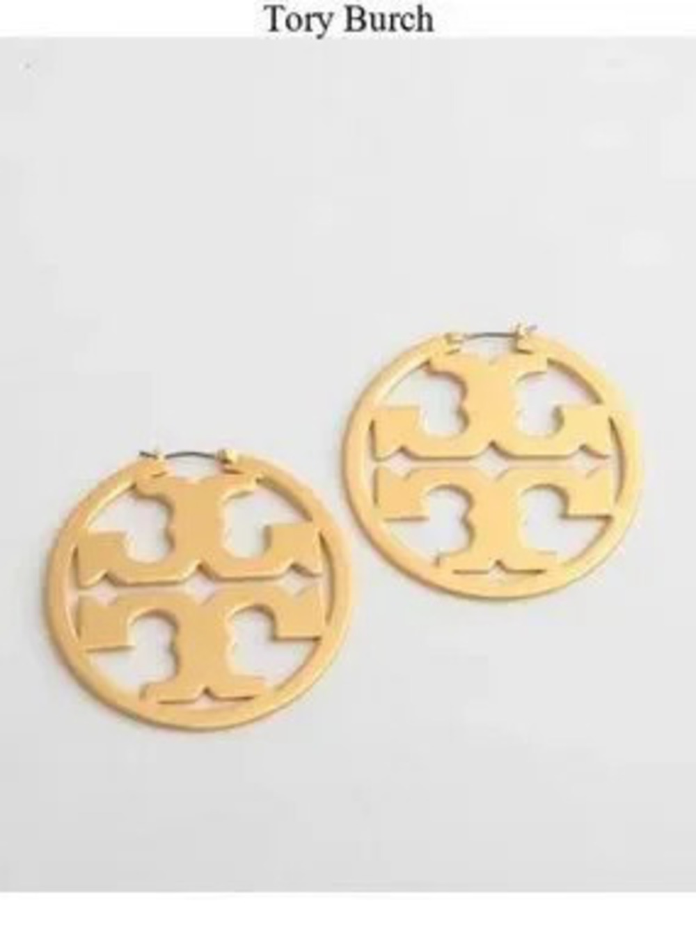 Tory Burch Miller Logo Gold Hoop Earrings